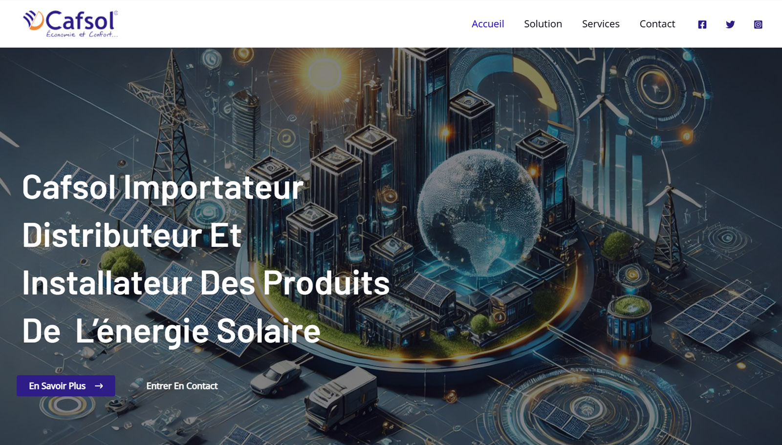 Cafsol solar energy website portfolio preview
